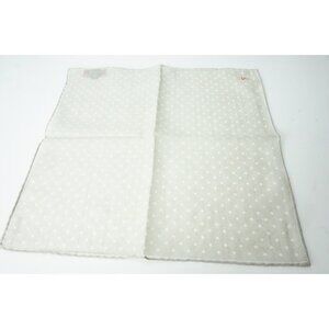 Isaia Light Gray Ivory White Polka Dot Silk Blend Pocket Square Italy New